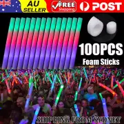 100PCS LED Foam Sticks RGB Thunder Wand Glow Sticks Flashing Light Rave Party AU