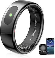Touch Control Smart Ring | Sleep & Activity Tracking | Remote Photo Taking | Indicator Light | 5-7 Days Battery Life | Magnetic Charging Case | 5ATM Waterproof | Android & iOS (Black, 11)