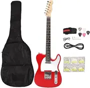 Electric Guitar Kit for Beginner, Electric Guitar for ST Series Adult Beginner Electric Guitar with Bag, String, Strap,Plectrum,Wrench and Connection Cablefor Practice