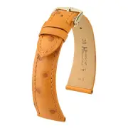 Hirsch Massai Ostrich Golden Brown Leather Watch Band, 18mm / Large