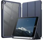 JETech Case for iPad Mini 5/4 (7.9-Inch 2019/2015 Model) with Pencil Holder, Clear Transparent Back Shell Slim Stand Shockproof Tablet Cover, Auto Wake/Sleep (Navy Blue)