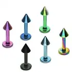 1 - 16 gauge 5/16" 3x3 Spike Labret Titanium Plated Snakebite Lip Ring Chin L13