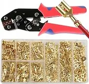 aikoolwer 2.8mm 4.8mm 6.3mm Male Female Spade Connectors Open Barrel Wire Ring Cable M4 M5 M6 Wire Connectors Kit Crimper Crimping Tool Crimp Terminals Electrical Wiring