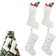 4pcs Christmas Stockings Set Xmas Tree Hanging Ornaments Candy Gift Bags Snowflake Christmas Stockings -Gold and Silver