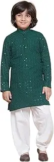 [AJ DEZINES] Kids Ethnic Wear Cotton Sequined Chikankari Kurta Pyjama Set For Boys
