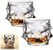 Whiskey Glasses Set of 2, Crystal Old Fashioned Tumblers, Perfect for Scotch, Bourbon, Cocktails, Vodka & Liquor - for Men & Women