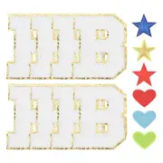 Chenille Letter Patches Iron on Letter Patch B with Heart Star Patch 3" White