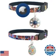 Airtag Cat Collar Breakaway, 2 Pack with Bell and 1 Airtag Holder, Adjustable