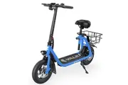 VALK Electric Scooter with Seat, Disc brakes, 12' Tyres, Motorised eScooter for Adults Teens Commuter, Blue