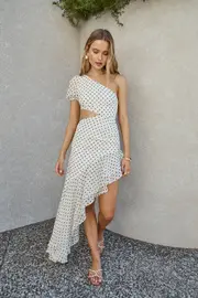 Paradise Found One Shoulder Maxi Dress Cream