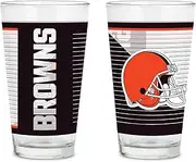 Rico Industries NFL Football Cleveland Browns 16 oz Pint Glasses with Digitally Printed Logo, Set of 2 Classic Drinking Glasses, Dishwasher Safe