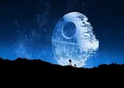 BELECO 5x3ft Fabric Blue Death Star Backdrop for Photography Galactic Superweapon for Star Wars Galaxy Wars Background Universe Outer Space Baby Shower Birthday Party Decor Banner Photo Studio Props