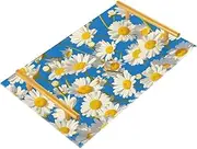 White Lemon Yellow Daisies Flowers Blue Decorative Cafeteria Tray with Handles Drink Serving Tray for Jewelry Perfume for Food Service bandeja para Comer