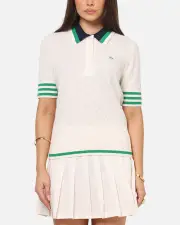 [ADIDAS] Adidas Women's Originals Knit Polo T-shirt Chalk White - Size L L Chalk White