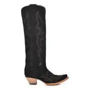 Corral Women's Tall Black Suede Embroidery Boots (9)