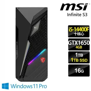 【MSI 微星】i5獨顯GTX電腦(Infinite S3 14NUC5-1468TW/i5-14400F/16G/1TB HDD+1TB SSD/GTX1650-4G/W11P)