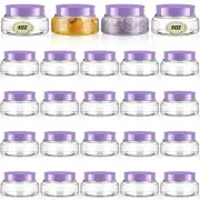 Tessco 24 Pack Plastic Jars with Lids Labels Empty Clear Plastic Jars Round R...