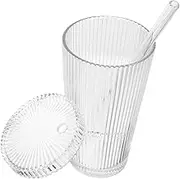 BESPORTBLE Clear Beer Mug with Straw - High Capacity Jar Drinking Glass for Juice - Coffee Fruit Tea and Whiskey Versatile Sippy Cup for Any Beverage