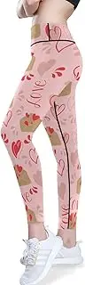 [GuoChe] Tummy Control Yoga Pants for Women Pink Hearts Gifts Love Valentine's Day Dance Tummy Control Pants