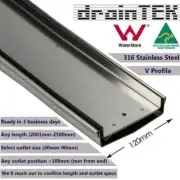 Custom Shower Grate - Tile Insert - 120mm - Brushed Finish (Up to 2500mm)