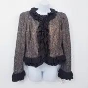 Magaschioni Collection Women size 12 Ruffle Light Jacket/Blazer Casual Workwear