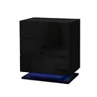 Bedside Table LED 3 Drawers MORI Black Artiss