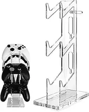 Video Game Controller Holder Clear - 3 Tiers Gamepad Desktop Organizer,Game Controller Headset Holder Stand Anti-Slip for Cable Management