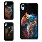 For iPhone XS 11 12 13 14 15 16 Pro Max wolf dragon fire ice Anti scratch Cover