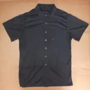 NWT Black Snap Front Crepe Short Sleeve Shirt Mens Medium Dance Costume
