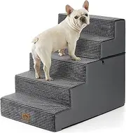 COZY KISS Dog Stairs for Small Dogs, 5 Tier Removable Wider Pet Stairs for Couch and Bed, 23.6" H Non-Slip Dog Steps for Puppies and Old Cats with Support Board, 29.5x19.7x23.6 inch, Dark Grey