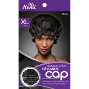 Ms. Remi Double Lined Shower Cap - Black XL - One Size Fits Most - #4407