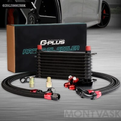 Universal 10 Row 10AN Aluminum Transmition Engine Oil Cooler+Filter Adapter Kit (for: Honda Civic)