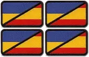 [Patchion] Set of Four - Flag of Ukraine & Spain - Solidarity - Black VeIcro/Hook and Loop Backing - Embroidered Patch/Badge/Emblem