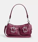 NWT Coach Ashton Baguette Bag Patent Leather CV943 Silver/Pink Fast Shipping