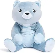 [HUGIMALS] Frankie The Cat 4.5lbs Large Weighted Stuffed Animal Stress Relief Plush Adults Kids, Light Blue
