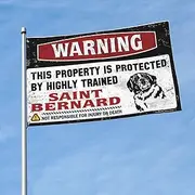 Bar For Man Cave Warning This Property Is Protected By A Highly Trained Saint Bernard Flag Car Flags For Room Man Cave Flags(120X180CM)