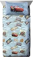 Disney/Pixar Cars Tune Up Blue/Gray 3 Piece Twin Sheet Set with Lightning McQueen & Mater, Tune Up Full, Full