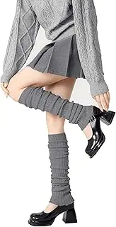 [owiter] Leg Warmers Ladies White Black - Soft & Cozy Warmers for Girls Women,Winter Boot Cuffs Warm Knee Warmers, Lady Fashion Long Boot Cuff Knee Socks