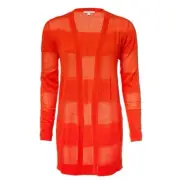 Target Fiery Red Longline Self Stripe Knit Cardigan - Size L