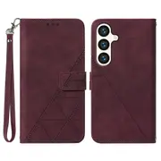 YB Imprinting Series-1 For Samsung Galaxy S24+ Case Wallet Flip Leather Cover with Strap