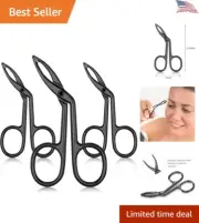 Precision Eyebrow Scissors Tweezers - Stainless Steel - 3 Count (Pack of 1)