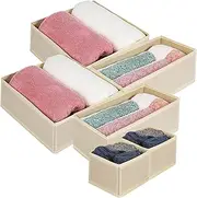 HOOTNEE 6-pc Underwear Storage Box Linen Wardrobe Organizer Drawer Organiser for Socks Clothes Sundries