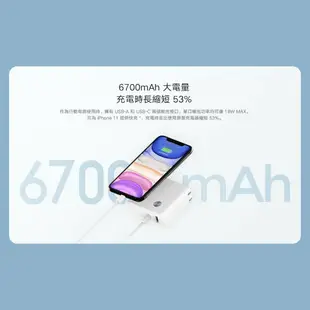 小米 雙模50W 行動電源充電器 快充 大容量 大功率 6700mAh 小巧便攜 口袋版 1A1C 插頭行動