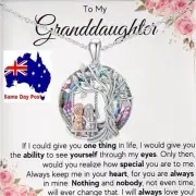 To My Granddaughter Sisters on Swing + Card Pendant Necklace With Tree Of Life