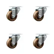 3 Inch SS High Temp Phenolic Wheel Swivel Top Plate Caster Set Service Caster