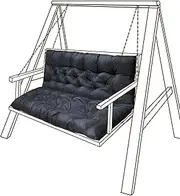 Isodjit Porch Swing Cushions, Swing Cushions 3 Seater Replacement, Patio Cushions for Outdoor Furniture with Backrest and Ties, for Patio Garden Furniture (Black, 60 x 40 in)