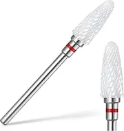 Ceramic Nail Drill Bit, 3/32'' Professional Acrylic Nail File Flame Drill Bit White Ceramic Cone File Bit for Nail Art,Manicure,Pedicure,Gel,Cuticle Nail Polishing, Beginners Bits