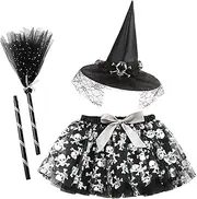 [Generic] Halloween Tutu Skirt for Girls - Dress Up Tutu,Halloween Girls Tutu Skirts Pumpkin Tulle Dress with Witch Headband for Kids