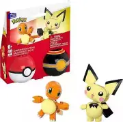Pokémon Building Toys Set Pichu & Charmander with 40 Pieces, 2 Poseable Characte
