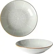 Soup Bowl,Rice Bowl,reakfast Bowl,Stoneware Pasta Bowls Set of 2, Plate Bowls Ceramic, Serving Plates Porcelain, Low Bowls Dishes-grey-20x20x4cm (Color : Grey, Size : 20x20x4cm)